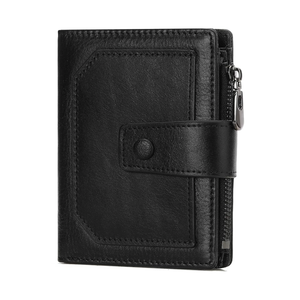 GAEKEAO Genuine Leather Wallets for Men with Zipper, RFID Blocking Mens Wallet with Coin Pouch, Bifold Wallet with 2 ID Windows in Gift Box, Billeteras de Hombres