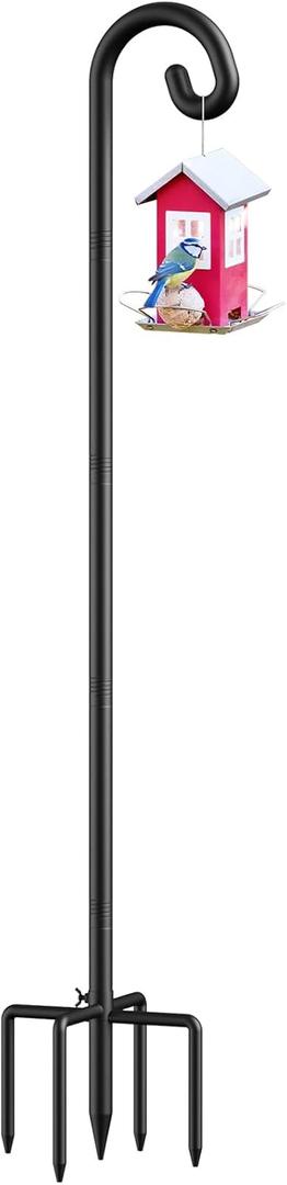 Adjustable Shepherds Hooks for Outdoor, 76 Inch Heavy Duty Bird Feeder Stand with 5 Prongs Base, Garden Bird Feeder Pole for Hanging Bird Feeders, Plant Baskets, Wind Chime, Lantern