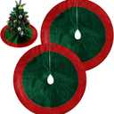 Soulchen 2 Pcs Small Christmas Tree Skirts 18 Inch Traditional Red and Green Velveteen Christmas Tree Skirt for Small Tabletop Trees Xmas Party Celebrations and Home Decoration
