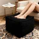 Kinevoli Square Boucle Pouf Ottoman Footrest, Soft & Lightweight Footstool with Foam Filling for Living Room & Bedroom, Laid-Back Lounge Style