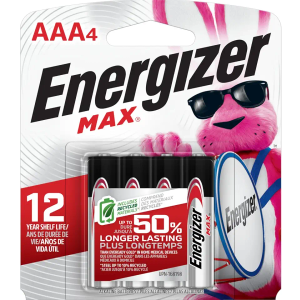 Energizer MAX AAA Batteries (4 Pack), Triple A Alkaline Batteries 3 Pack