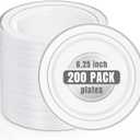 bUCLA 200PCS Silver Plastic Plates - 6.25inch White with Silver Trim Disposable Salad/Dessert/Appetizer/Small Cake Plates - Ideal for Wedding & Party