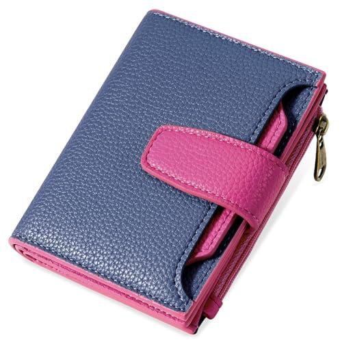 Airkit Small Wallet Women RFID Blocking Soft Leather Bifold Compact Card Holder Wallet for Women with Zipper Coin Pocket 4 ID Window