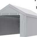 VEVOR Carport Replacement Canopy Cover Top + Side Wall 10 x 20 ft, Garage Tent Shelter Tarp Heavy-Duty Waterproof & UV Protected, Easy Installation with Ball Bungees,Grey (Frame Not Included) (10x20 Carport Top Cover + Sidewall Kit, Gray)