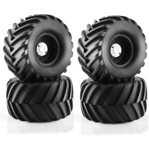 1/8 Scale RC Monster Truck Rubber Tires for Traxxas SUMMIT E-Revo 86086-4 Arrma Kraton 6S kyosho USA-1 Losi LMT173mm OD Sand and snow tires/17mm Hex (Black)
