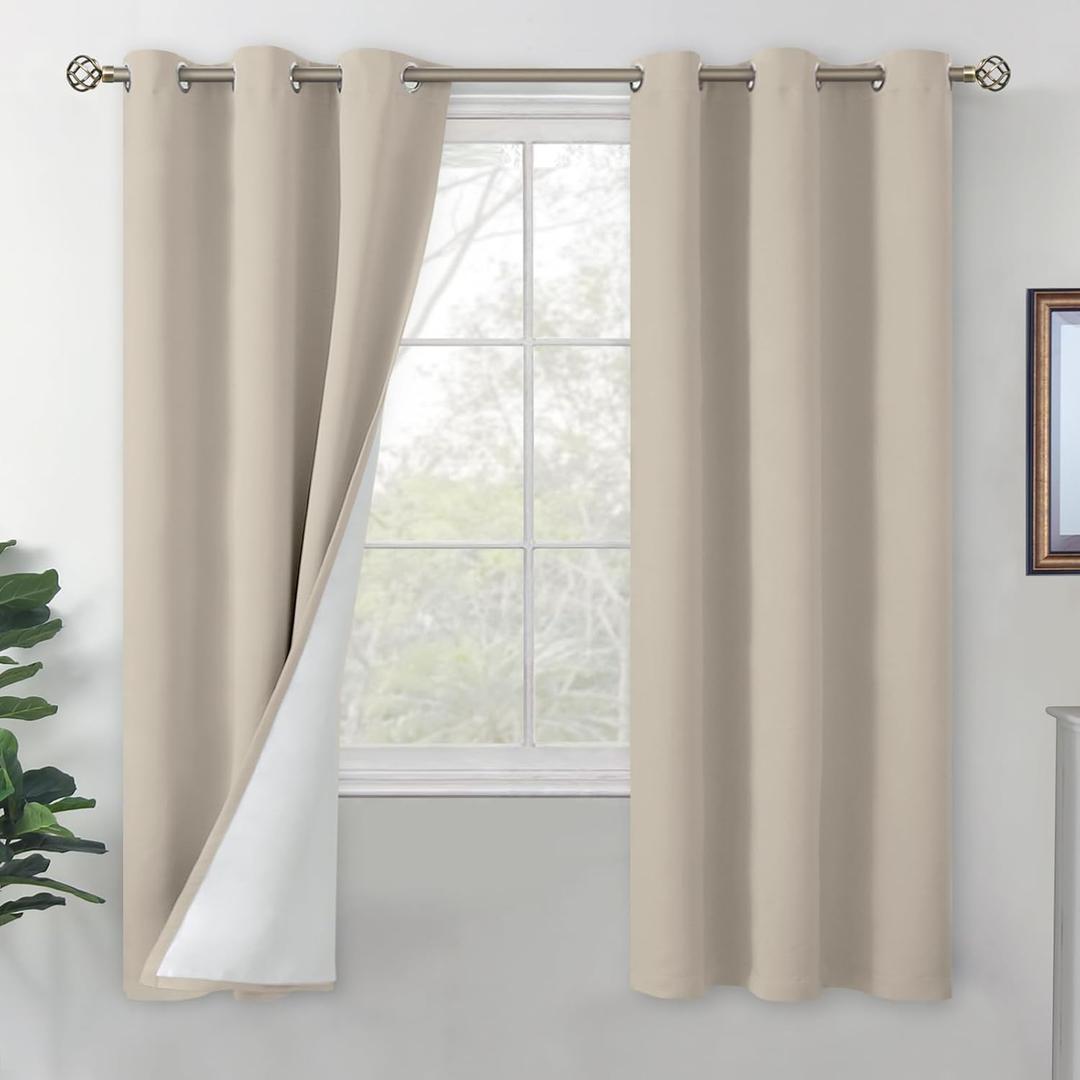 BGment Cashmere Blackout Curtains for Bedroom 72 Inch Long, Thermal Insulated Bedroom Curtains Noise Reduction Room Darkening Window Drapes for Living Room, Each Grommet Drape 42 Wide, 2 Panels