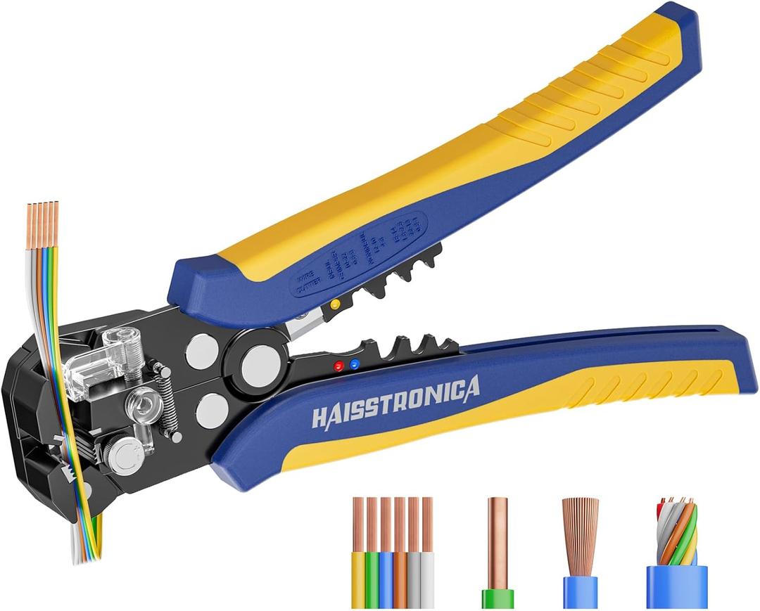haisstronica Self-Adjusting Wire Stripper, 3 in 1 Stripper/Cutter/Crimping Heavy Duty Automatic Electrical Wire Strippers for 10-24 AWG haisstronica Self-Adjusting Wire Stripper, 3 in 1 Stripper/Cutter/Crimping Heavy Duty Automatic Electrical Wire Strippers for 10-24 AWG