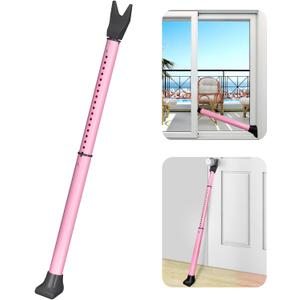 AceMining Upgraded Door Security Bar & Sliding Patio Bar, Heavy Duty Stoppers Adjustable Jammer for Home, Apartment, Travel (1 Pack,Pink)