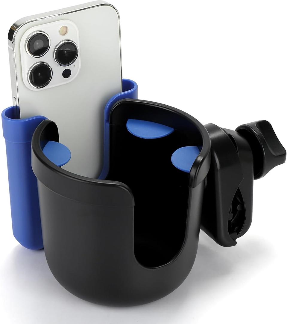 Accmor 2-in-1 Walker Cup Holder with Phone Holder, Wheelchair Cup Holder, Rollator Cup Holder, Cup Phone Holder for Walker, Wheelchair, Rollator, Mobility Scooter