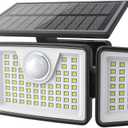2500LM Solar Lights Outdoor with Motion Sensor,3 Head 270 Wide Angle Street Area Lights,IP65 Waterproof Security Lighting with 3 Modes(Non-Remote,1 Pcs)