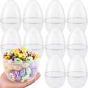 10 Pack 6 Inch/ 8 Inch Large Clear Plastic Eggs Jumbo Transparent Easter Eggs Fillable Big Plastic Easter Egg for Adult Kids Easter Hunt Party Decoration