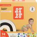Hello Bello Premium Diapers Size 2, Happy Camper & Live Leaf Love Designs, 74ct Club Box