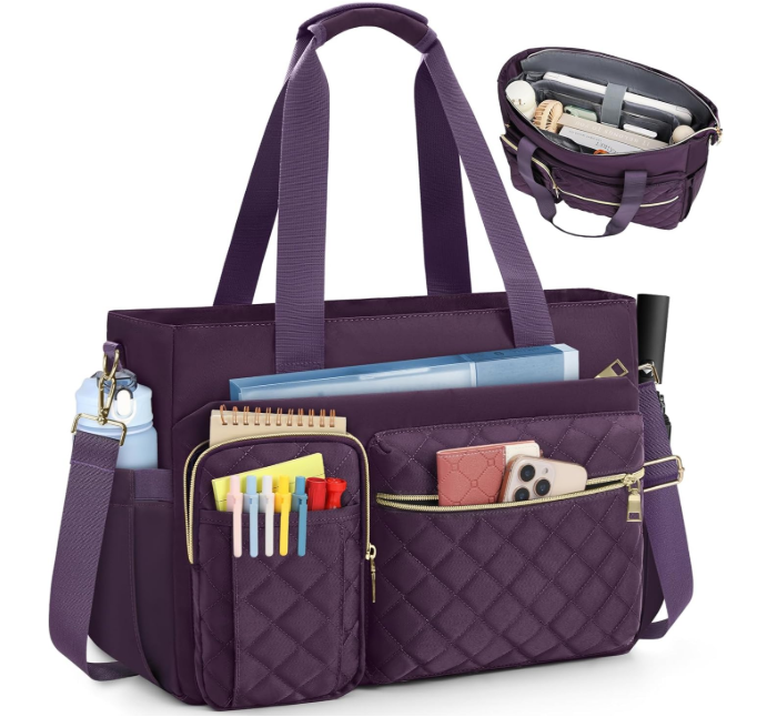 SDYSM Teacher Tote Bag 15.6 inch Laptop Bag Work Bags for Women Nurse Tote Professional Computer Messenger Shoulder Bags Laptop Briefcase for Office, College, Nursing, Black