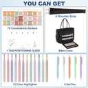 Large Bible Bag Bible Case Cover for Women with Shoulder Strap, Bible Study Supplies Journaling Kit Carrying Case with 75 Bible Tabs, 12 Highlighters and 5 Gel Pens, Christian Gifts for Women, Black