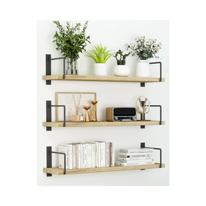 Floating Shelves, 24 Inches, Easy to Install, Wall Mounted, Set of 3, Rustic Wood for Décor, Storage for Living Room, Bathroom, Bedroom