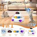 MOHAYA Cat Toys4-in-1 Interactive Cat Toy for Indoor Cats with Laser, Fluttering Butterfly, Moving Feather and Track Balls - USB Rechargeable Self-Play Kitten Toy (White)