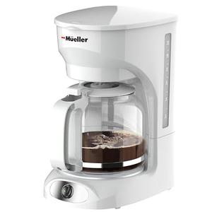 MÜELLERHOME 12-Cup White Coffee Maker - Borosilicate Carafe, Auto-Off, Reusable Filter, Anti-Drip, Keep-Warm Function, Clear Water Level Window, White Kitchen Accessories, 2 Pack