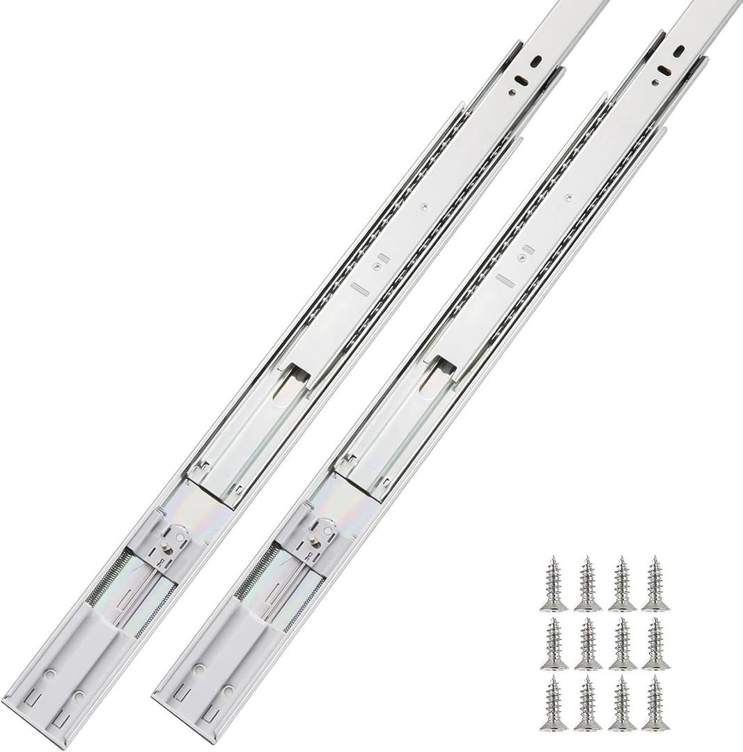 6 Pair of 22 Inch Soft Close Full Extension Side Mount Ball Bearing Drawer Slides (22 Inch-6 Pairs, Zinc Plated)