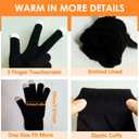 Womens Winter Hats and Gloves Set Gifts, Warm Knit Touchscreen Gloves Beanie Caps With Pom Pom
