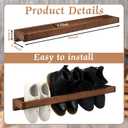 Wenqik 4 Pcs Wall Mounted Shoe Rack 30 Inch Rustic Wood Wall Hanging Shoe Rack Space Saving Footwear Holder Shoe Storage Organizer for Mudroom, Entryway, Closet (Burnt Wood)