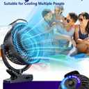 10000mAh Clip on Fan, 8-Inch Golf Cart Fan Rechargeable with LED Light, 9 Speeds Strong Airflow, Ultra Quiet, 30Hrs Runtime, 360 Rotation, Cooling for Bed Camping Office Desk Dorm, Black