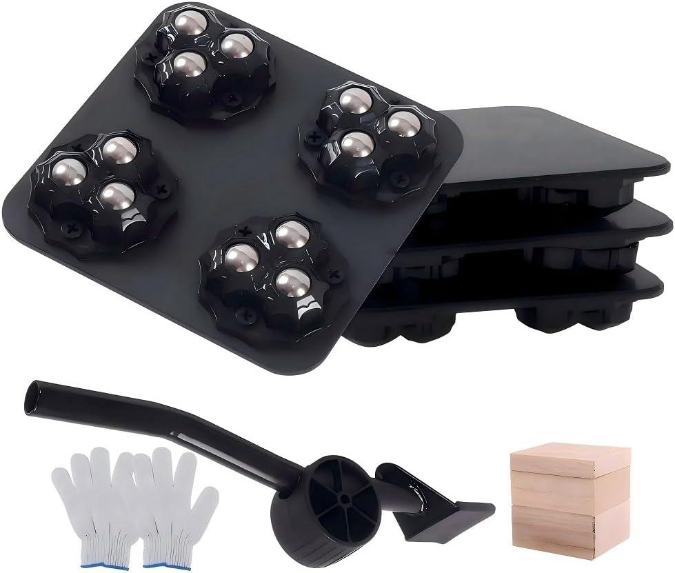 Furniture Movers with 4 Wheels, Furniture Dolly,Carbon Steel Panel Heavy Duty Dolly,Furniture Lifter with 4 360 Rotatable Steel Ball Universal Wheels,Maximum Load 600 LBS