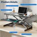 AQQHSAIN Standing Desk Converter 36 Inch Wide Sit to Stand Converter Desk Height Adjustable Riser with Keyboard Tray Laptop and Dual Monitor Desktop Workstation Riser for Home Office Computer, 39.8 inches x 20.47 inches x 6.69 inches