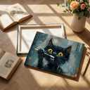 Funny Cat Brushing Teeth Canvas Wall Art Interesting Animal Bathroom Wall Decor Picture A Black Cat Brushing His Teeth Poster Print for Bathroom Washroom Laundry Room Toilet Restroom Home Decorations