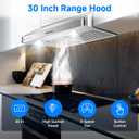 AMZCHEF Under Cabinet Range Hood 30 Inch, 750CFM Stainless Steel Kitchen Stove Vent Hood 3 Speed Exhaust Fan Button Control LED lights Dishwasher-Safe Baffle Filters Three Outlet Design