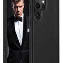 LOHASIC for Samsung Galaxy S25 Ultra Case, Slim Leather Luxury Business PU Non-Slip Grip Shockproof Bumper Full Body Protective Cover Men Women Phone Cases for Galaxy S25 Ultra 5G 6.9" 2025 - Black