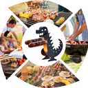 2 x Funny Dinosaur Hot Dog Holder for Grill, Portable Dinosaur Hot Dog Grill Roller, Barbecue Tool for Commercial Outdoor Picnic Home Camping Parties Barbecue