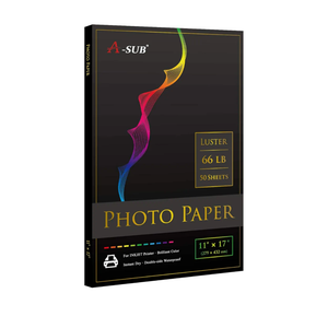 A-SUB Premium Photo Paper Luster 11x17 Inch 66lb for Inkjet Printers 50 Sheets, Single Sided