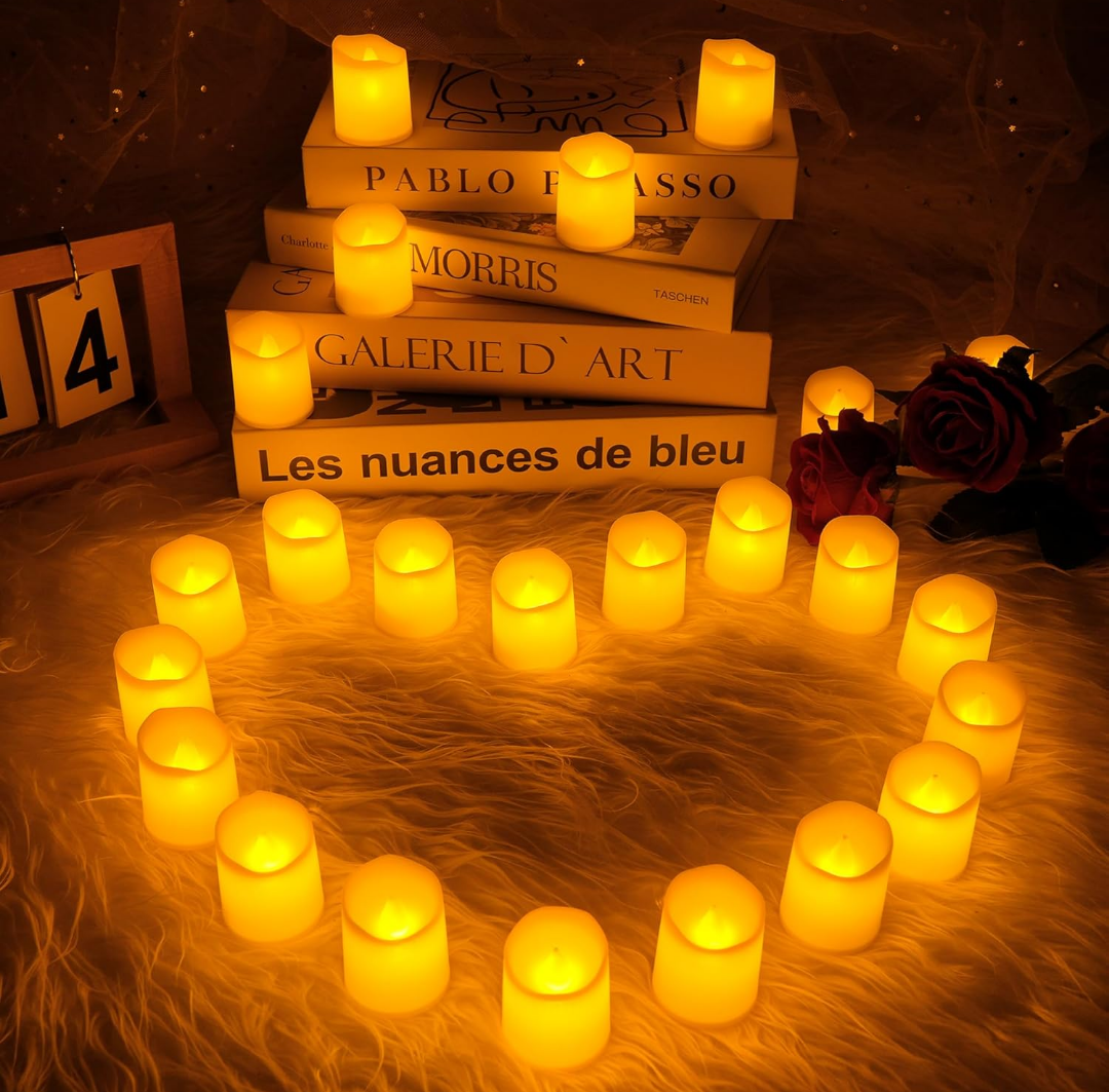 24 Pack Flameless Candles,Tea Lights Candles Battery Operated,Fake Candles with Warm Light,LED Candles for Centerpiece Table Decorations,Tea Party Decorations,Wedding,Party,Anniversary,Easter