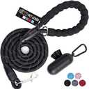 GORILLA GRIP Dog Leash, Heavy Duty Reflective Rope Leashes for Large, Medium, Small Breed Dogs, Puppy Training Essential for Walks, Hikes, Soft Handle, Rotating Metal Clip, Waste Bag Dispenser, Black