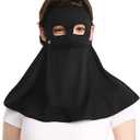 Women Anti UV Full Face Cover UPF 50+ Summer Face Mask Breathable Sunscreen Sports Face Covering SLF5M046T (Black)