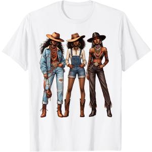 Black Cowgirl Western Rodeo Melanin Black History Texas T-Shirt (Small)