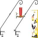 iBorn Deck Hook for Bird Feeder, Hummingbird Feeder Hanger for Deck Railing, Heavy Duty Deck Hanger for Outdoors Hanging, 360 Rotatable Arm, Solid Wire, 28 Inch, Pack of 2