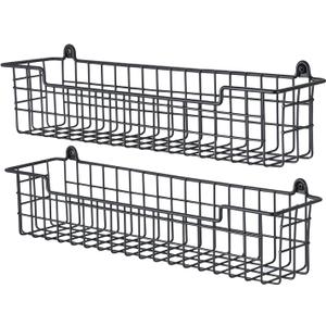 Spice Rack Organizer Wall Mount, Spice Organization Storage Shelf for Cabinet Door, 2 Packs Wall Spice Rack Saving Space for Kitchen, Black