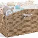 HBlife Diaper Caddy Organizer, Large Hand-Woven Storage Basket for Diapers & Baby Essentials - Elegant Curved Design, Ideal Gift for Baby Shower & Registry Must-Have (Brown)