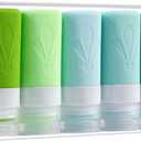 INSFIT Travel Bottles for Toiletries, TSA Approved 2oz Travel Size Containers, BPA Free Leak Proof Squeezable Silicone Tubes for Shampoo Conditioner Lotion Soap with Labels (Light Blue)