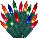 LJLNION Christmas Lights, 150 Count 33 FT Green Wire Xmas Tree Lights, 120V UL Certified Connectable for Holiday Party Outdoor Indoor Decoration, Multicolor