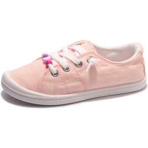 FUNKYMONKEY Girls Canvas Sneakers Lace up Lightweight Casual School Shoes for Toddler/Little Kids (Pink)