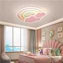 LED Pink Ceiling Light Modern Cartoon Children's Room Dimmable Ceiling Light with Remote Control Nordic Children's Room Blue Cloud Rainbow Night Light for Bedroom Baby Room Boys Girls Room