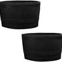 RTS Home Accents Polyethylene Whiskey Barrel Planter for Indoor or Outdoor Gardening, Black (2 Pack)