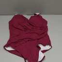 Eomenie One Piece Swimsuit for Women Tummy Control Bathing Suit V Neck Swim Suit Ruched Criss Cross Swimwear (X-Large, Wine Red)