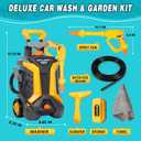 Kids Car Wash Toy Pressure Washer Playset with 1.3L Tank & Manual Pump Spray Gun, Outdoor Summer Water Toys for Toddlers, Portable Cleaning Pretend Play Gift for Boys Girls Ages 3+