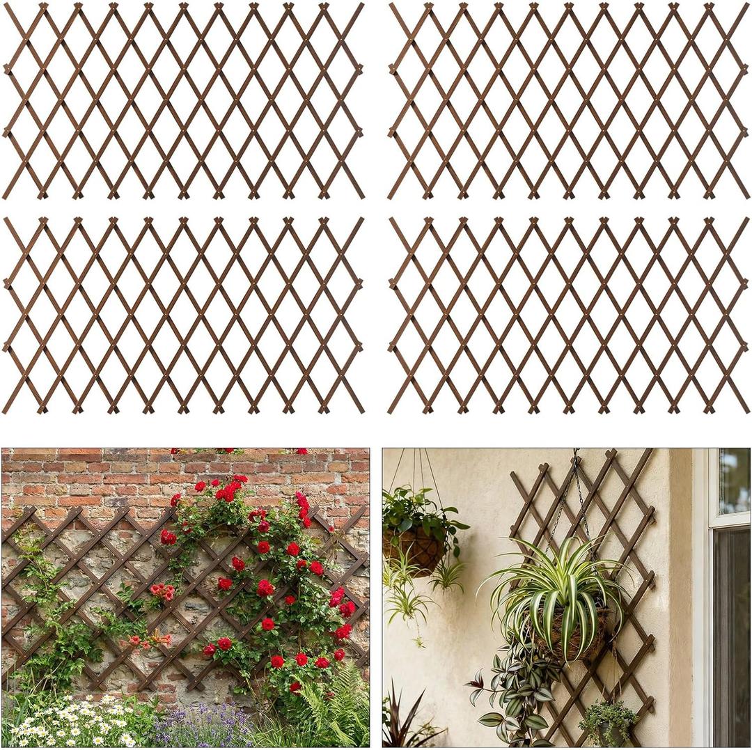 4 PCS Expandable Garden Trellis, 37" x 90" Trellis for Climbing Plants Outdoor, Wooden Lattice Fence Wall Panel Lattice Panels for Outside, for Climbing Plants Vine Ivy Rose Cucumbers Clematis4PC
