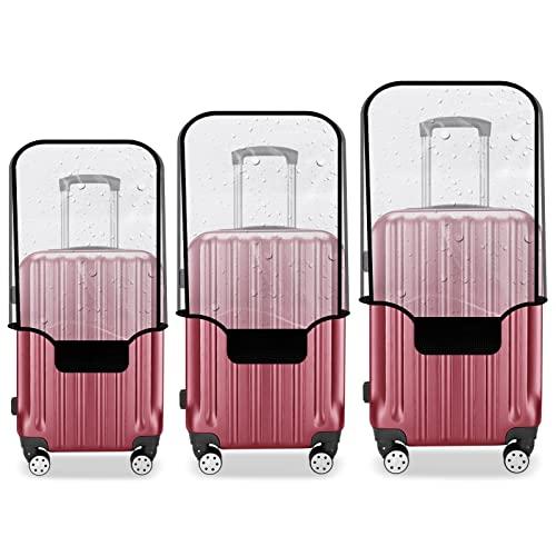JZRTravel 3 Pack Luggage Covers for Suitcase Clear PVC 0.4MM Thickened Waterproof Anti-Scratch Protector Sleeve Fits 20 24 28 Inch Baggage TSA Approved Travel Accessories