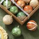 Christmas Tree Ball Ornaments 12 Pcs 3.15" Sage Green White Sand Brown Boho Neutral Shatterproof Plastic Glitter Hanging Balls for Fall Christmas Tree Xmas Holiday Party Home Decor