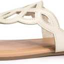 LM Women's Thong Sandals T-Strap Sandals Slip On Flat Sandals Flip Flop Casual Summer Slide Sandals (Beige, L)